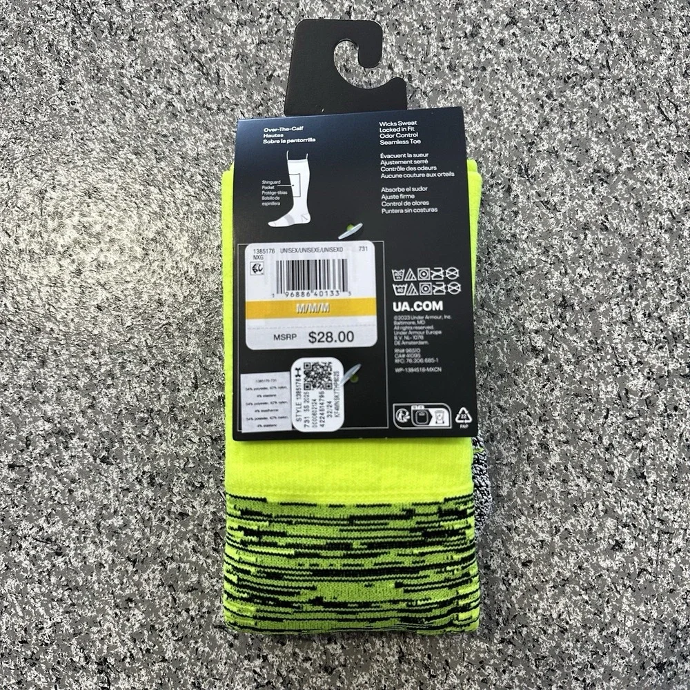 Under Armour UA Magnetico Pocket OTC Soccer Socks Mens 7-8.5 W 6-10 Volt